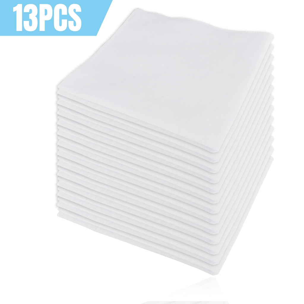 DISEN 13pcs Handkerchiefs for Men, Soft Cotton Hankies, 15''x15'' Classic White Pocket Square