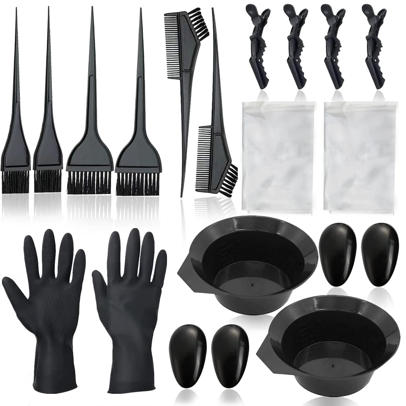DISEN 20 Pcs Hair Dye Brush and Bowl Set, Hair Dye Coloring Kit, Hair Coloring Bleaching, Hair Dye Tools for DIY Salon. Hair Tinting Bowl/Dye Brush/Ear Cover/Gloves/Tint Comb