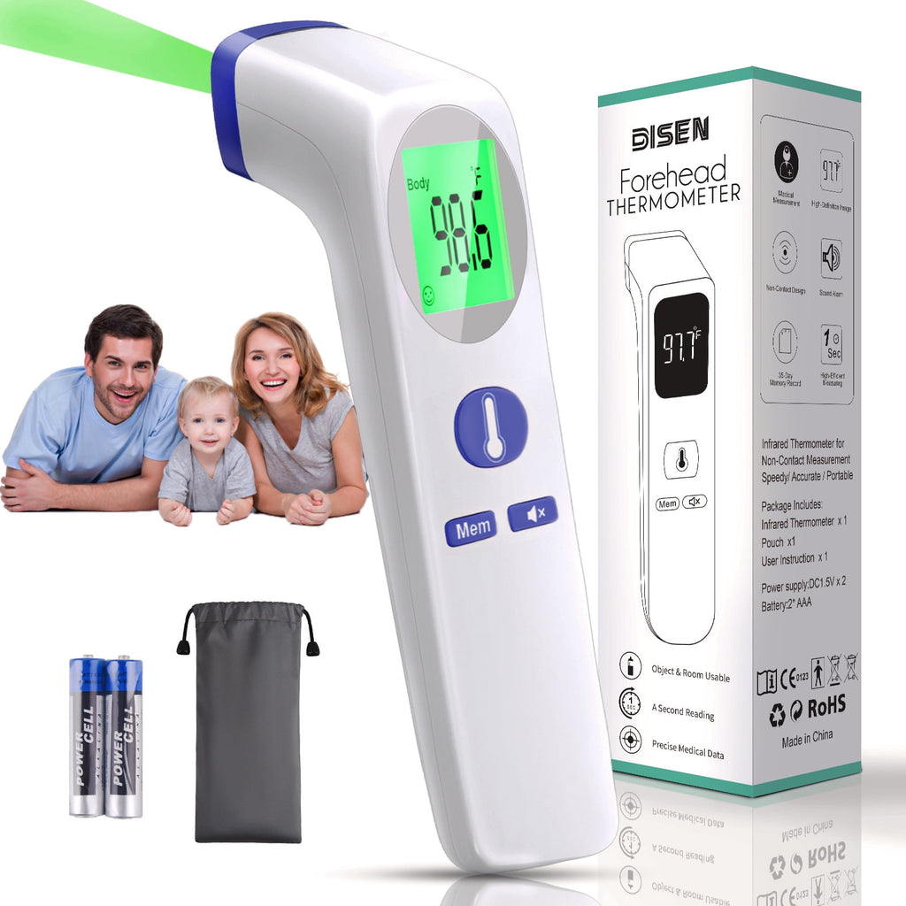 DISEN No-Touch Forehead Thermometer for Adults and Kids, Digital Infrared Thermometer, Touchless Baby Thermometer, Accurate Reading and Memory Function, Body & Objects Mode, Non Contact, Black