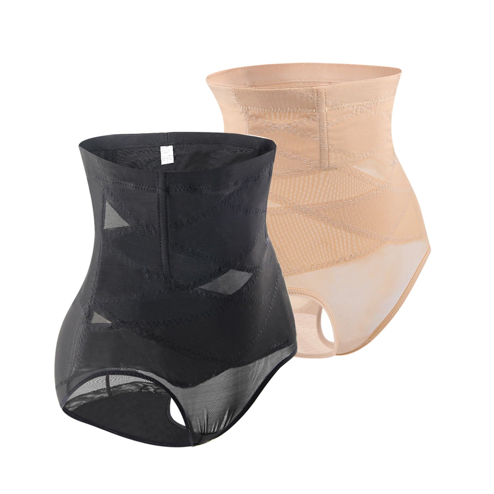 Double Tummy Control Panty Waist Trainer Body Shaper,High Waisted Shapewear for Women,Black+Nude,XL