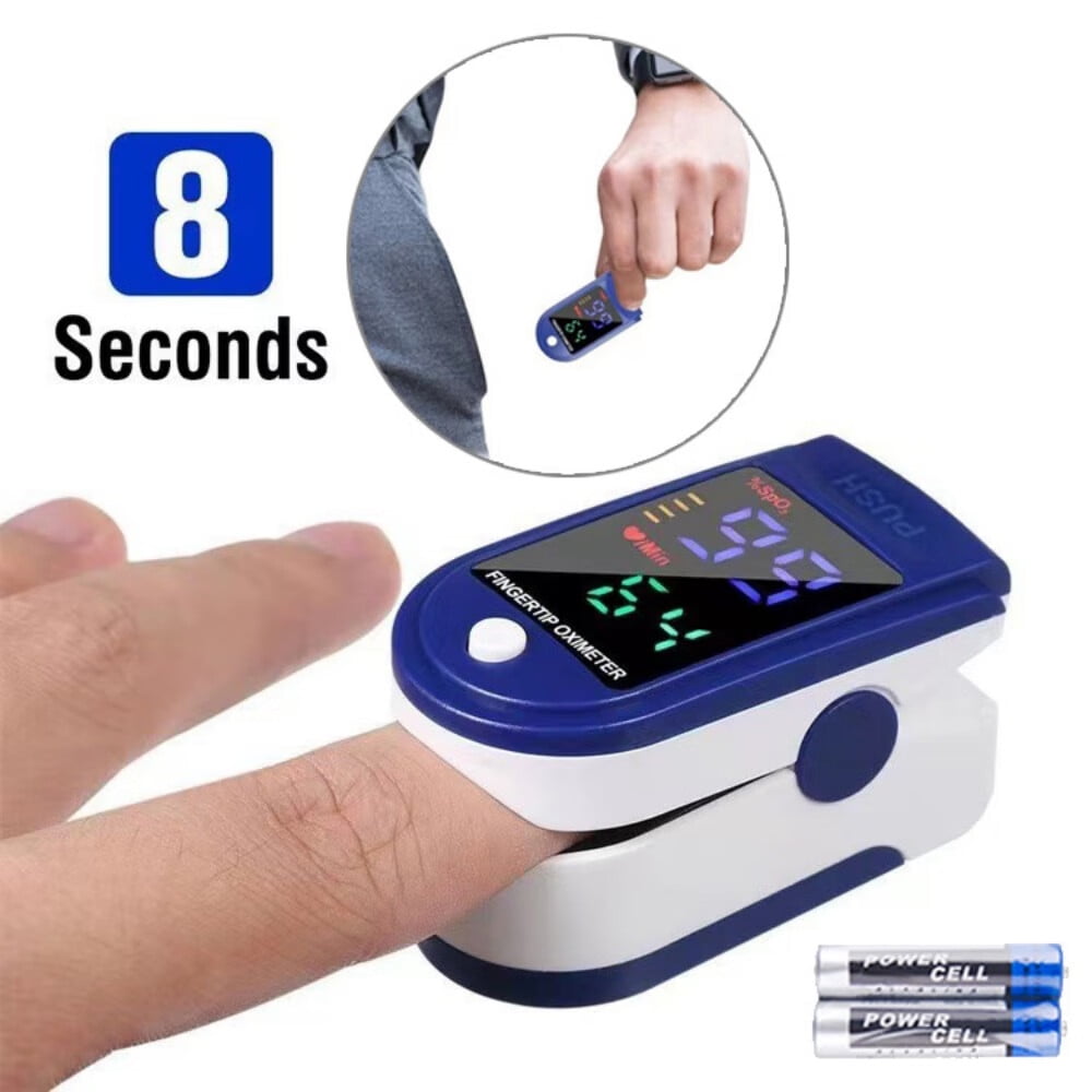 Finger Pulse Oximeter,Larger Display Blood Oxygen Saturation Monitor with Heart Rate Tracker,Pulse Oximeter Fingertip with Lanyard,Navy Blue