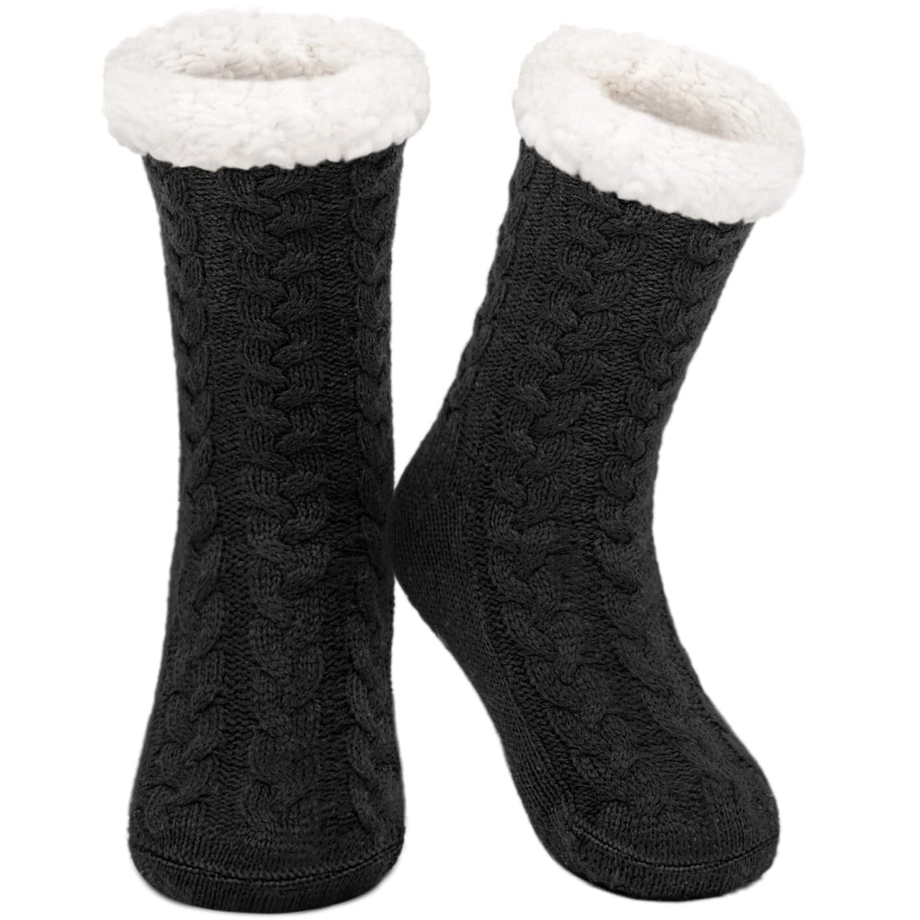 Fluffy Thermal Thick Slipper Socks,1 Pairs for Men,Ultra Soft Christmas Winter Non Skid Socks with Gel Grips
