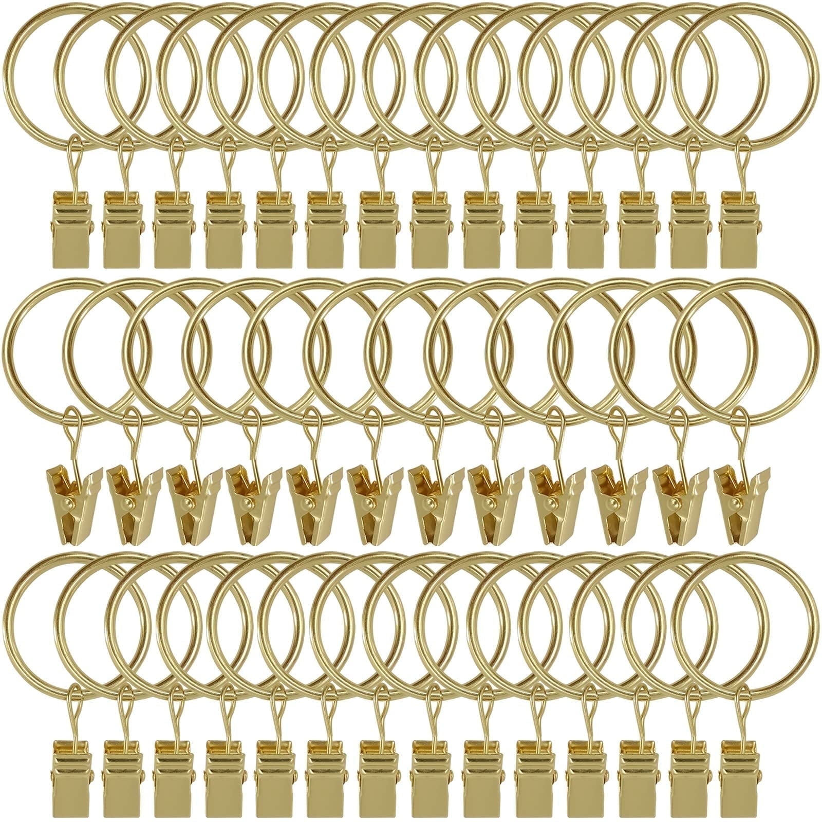 GYDEK 40 Pack Curtain Rings with Clips, Drapery Clips with Rings, Hangers Drapes Rings 1.26 Inch Interior Diameter, Fits up to 1 Inch Curtain Rod, Vintage Gold