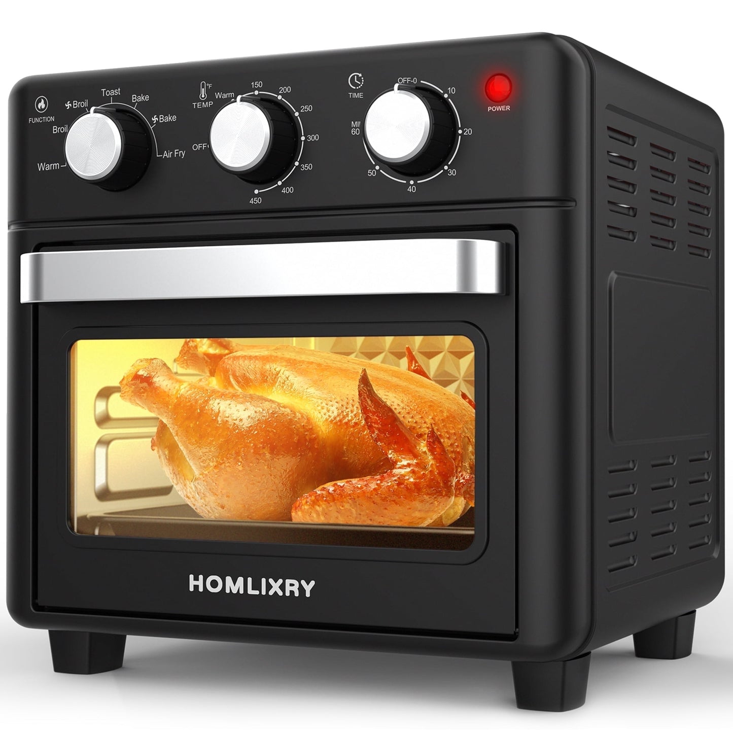 Homlixry Air Fryer Toaster Oven, 14QT 7 in 1 Large Capacity Air Fryer Oven Countertop Combo, Oil-Less Cooking, Stainless Steel, Black