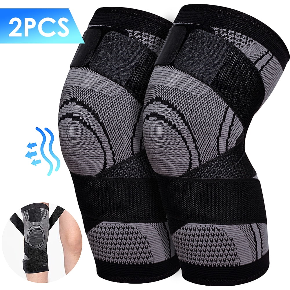 DISEN 2 Pack Knee Brace, Compression Knee Sleeves  Women & Men£¬Joint Pain and Arthritis Relief,  Meniscus Tear£¬ Breathable Knee Brace (Gray)