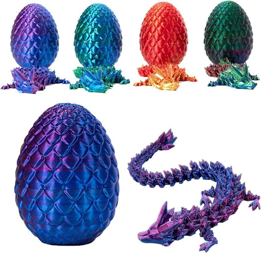 Lanbtorn Easter Egg, Dragon Egg, 12In Dragon Toy, 3D Printed Dragon Fidget Toys, 3D Printed Dragon Egg with Articulated Dragon Inside, Fidget Toys for Autism/ADHD, Easter Gifts