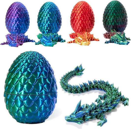 Lanbtorn Easter Egg, Dragon Egg, 12In Dragon Toy, 3D Printed Dragon Fidget Toys, 3D Printed Dragon Egg with Articulated Dragon Inside, Fidget Toys for Autism/ADHD, Easter Gifts