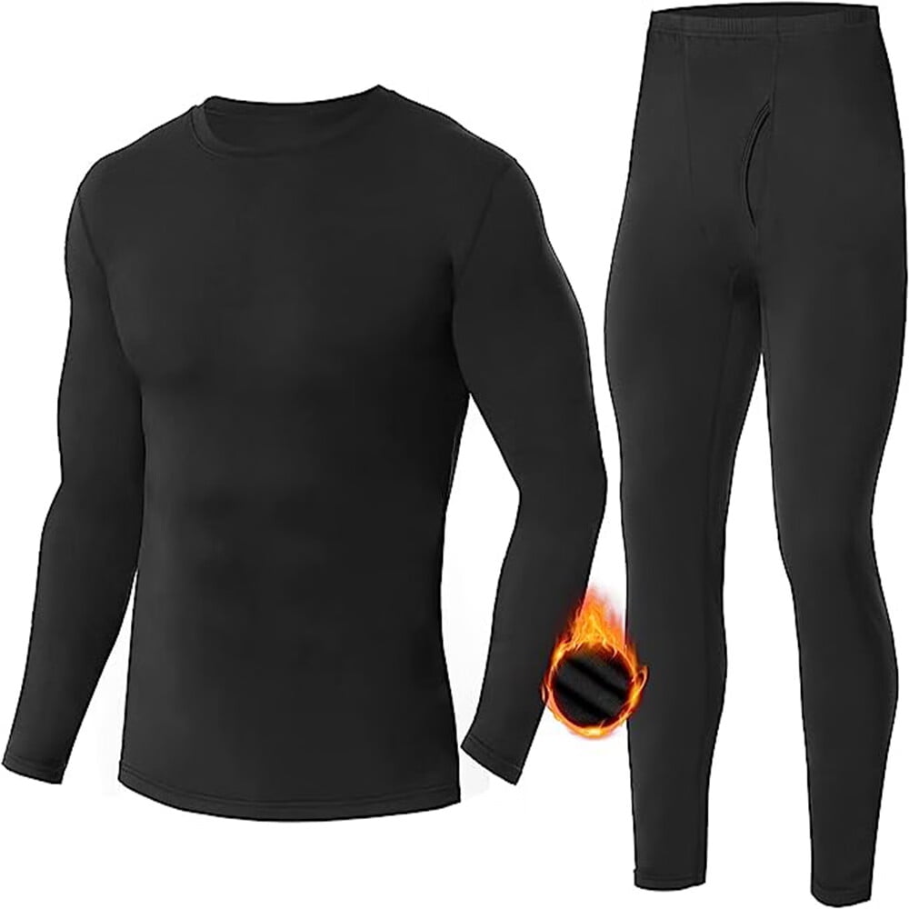 Men's Winter Thermal Top and Bottom with Fleece Lined Base Layer Set Top