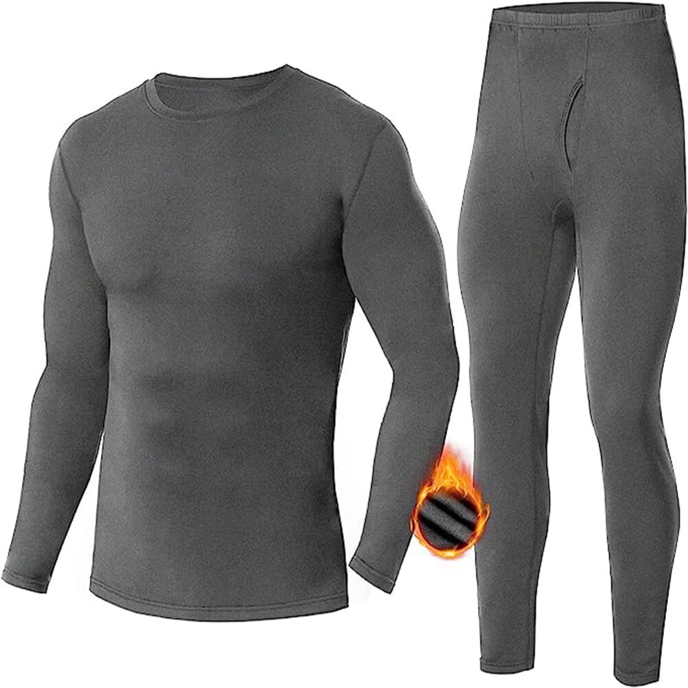 Men's Winter Thermal Top and Bottom with Fleece Lined Base Layer Set Top