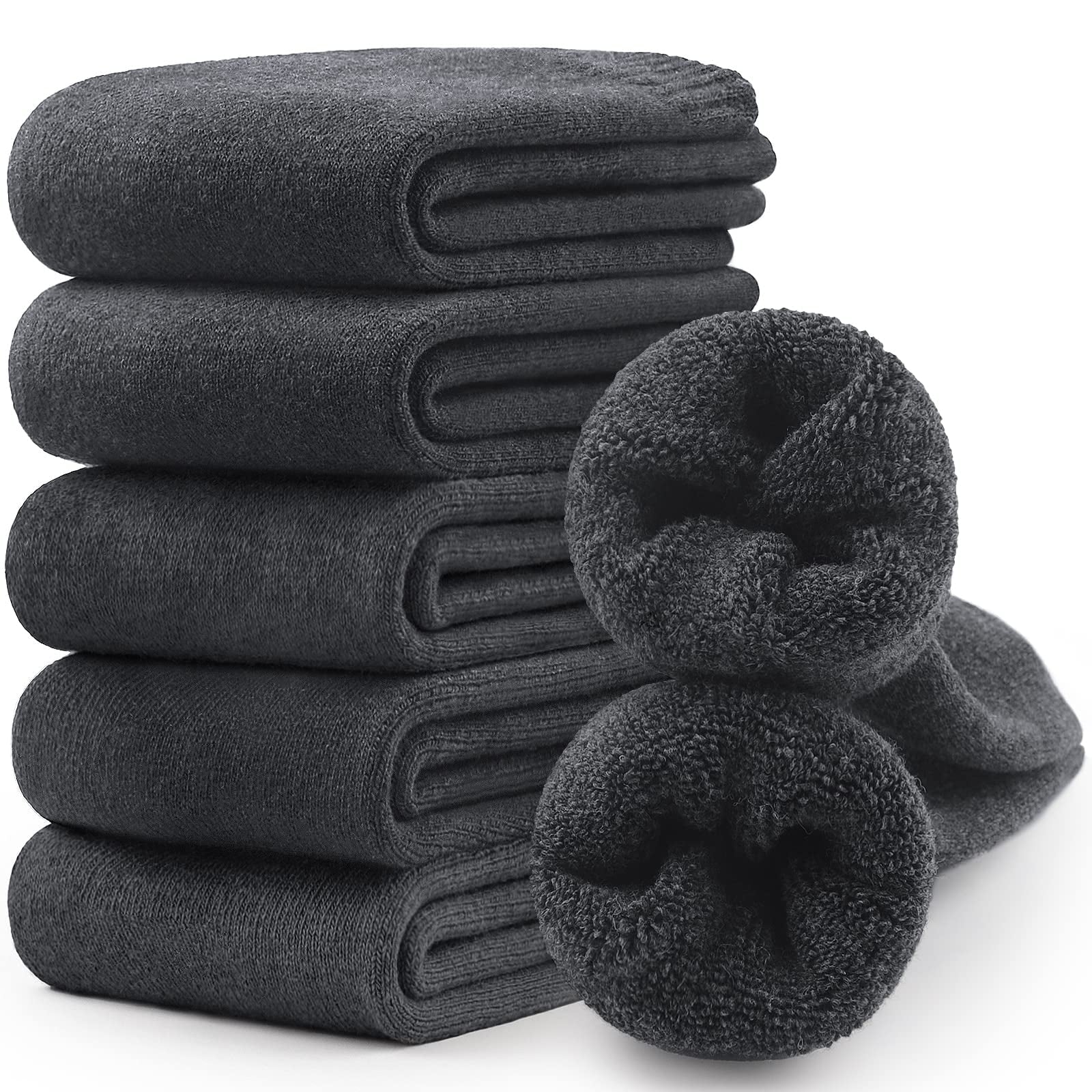 Merino Wool Hiking Socks 5 Pairs for Men & Women Thermal Winter Warm Moisture Wicking Cushion Boot Socks