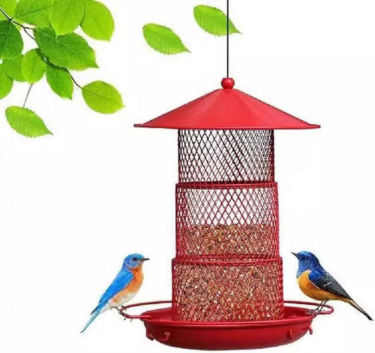 Bird Feeder, Metal Hanging Bird Feederr Lantern Shape Decorative Birdfeeder for Outdoor Gardening Yard Pathway Decoration