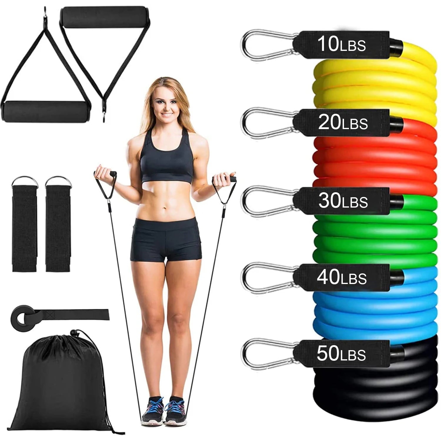 Resistance Exercise Workout Bands for Working Out with Handles for Strength Training Equipment