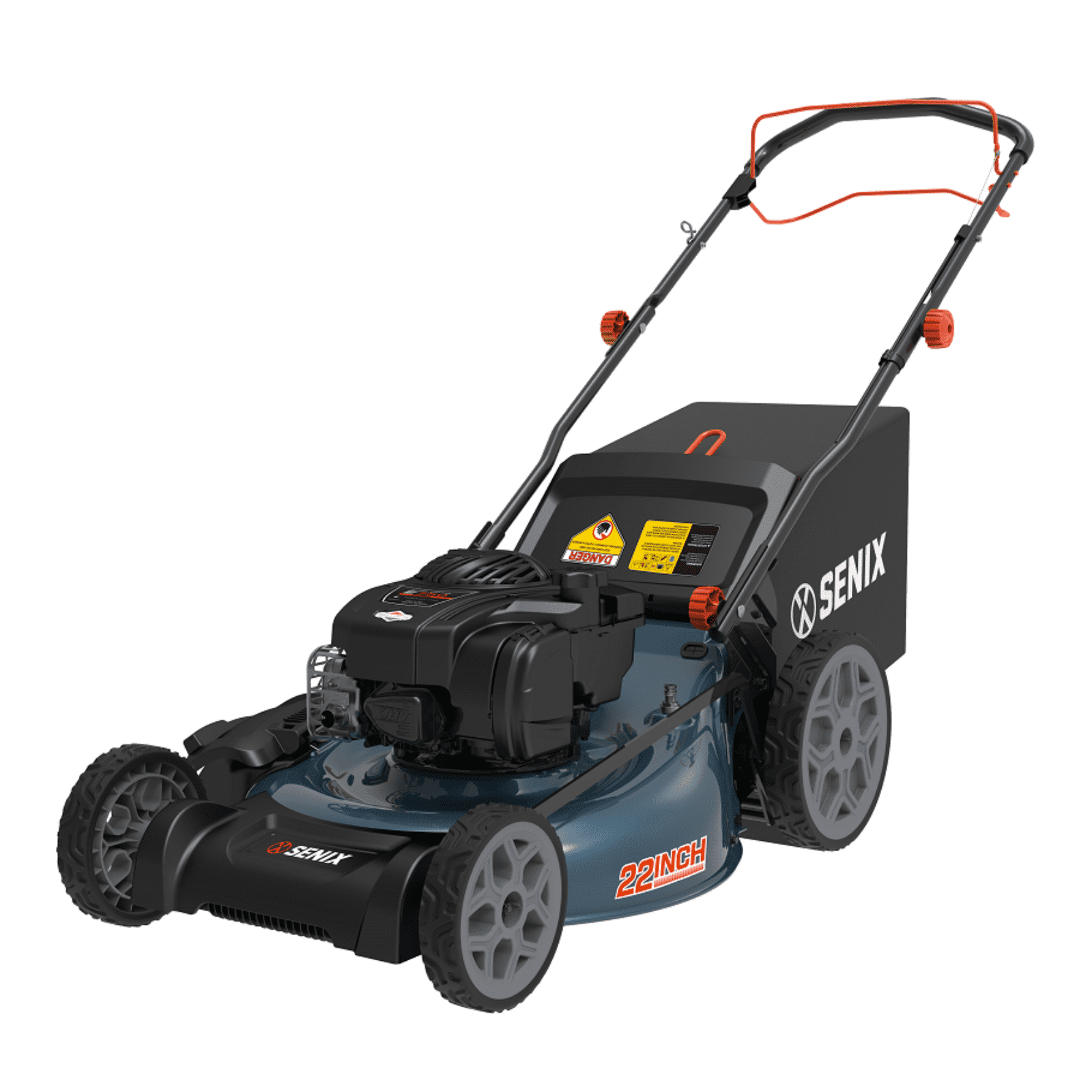SENIX Self-Propelled Gas Lawn Mower, 22in Cutting Blade / 23in Cutting Deck, 150 cc 4-Cycle Made in USA Briggs & Stratton Engine , 3-In-1, 6-Position Adjustment, 11in Rear Wheels, LSSG-H3