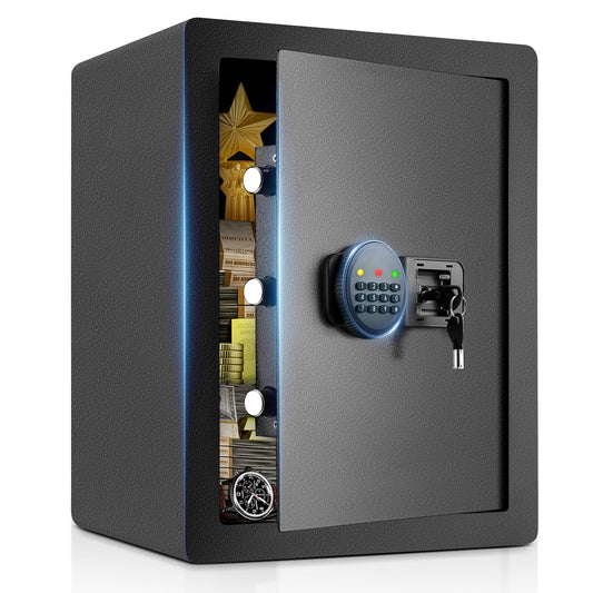 SRWTRCHRY 2.2 Cu ft Large Safe Box, Home Safe with Digital Keypad and Deposit Slot & Alarm System, Money Safe With Mute Function and LED Light, Safe for Money Valuables