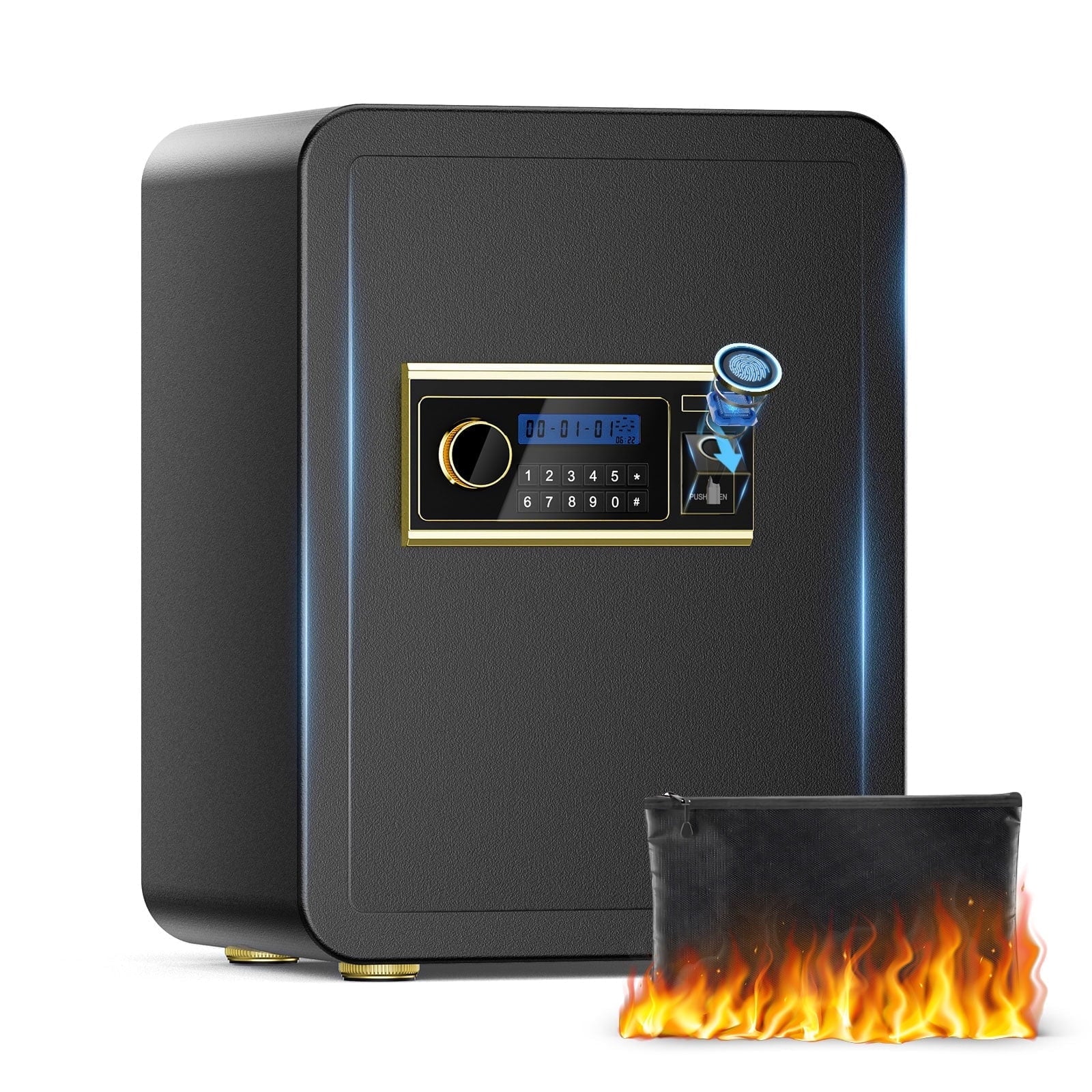 SRWTRCHRY 3.0 Cu. ft. Safe Box, Fireproof, Keys & Digital Keypad Lock, Home Safe for Money, Wall Mountable, Black 9045