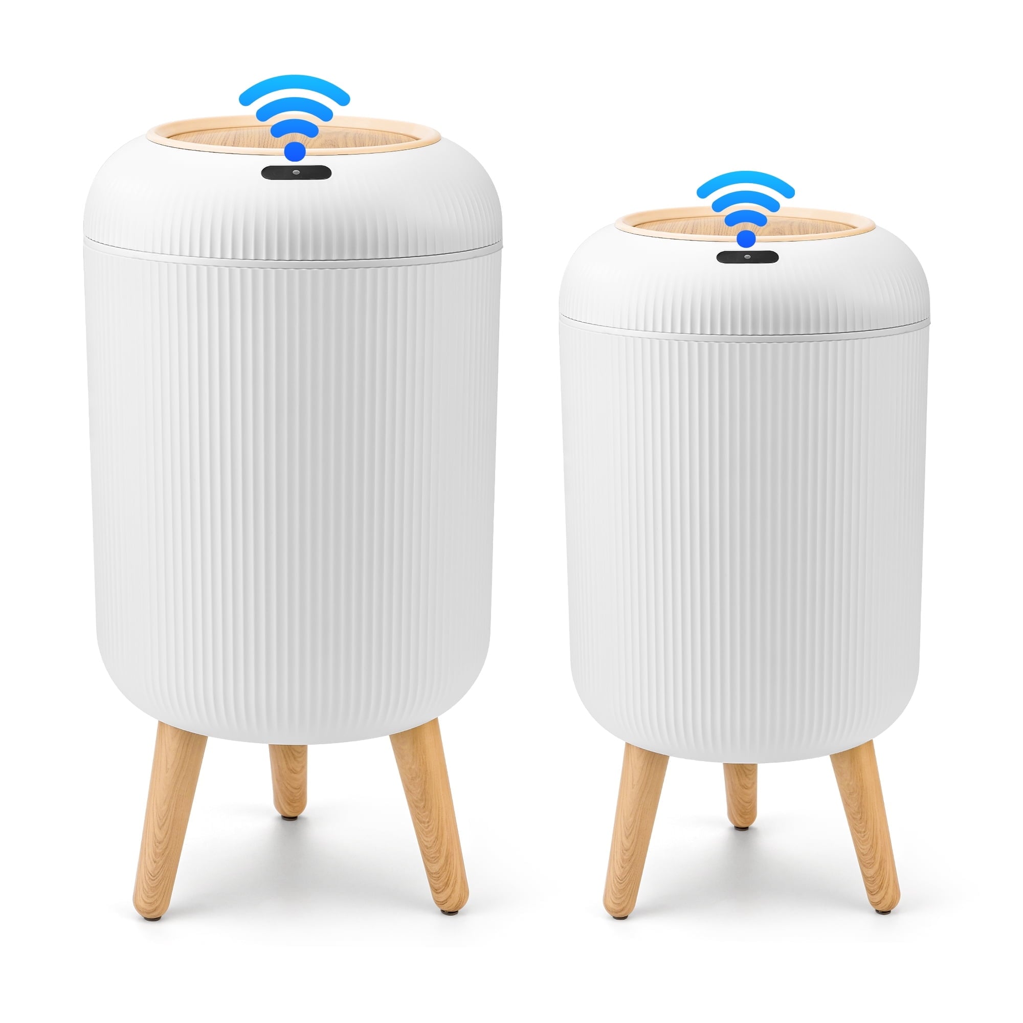 SUSTEAS 2 Pack Automatic Trash Can 12L /3 Gallon and 10L /2.64 Gallon Bathroom Trash Bin with Lid Touchless Small Smart Motion Sensor Garbage Cans for Kitchen, Bathroom,Living Room and Bedroom