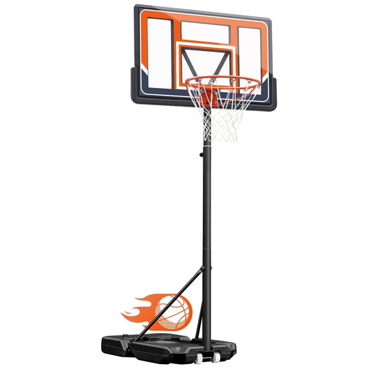 Seray Basketball Hoop with 44 Inch Backboard and 2 Wheels, Basketball Hoop Outdoor 3.9-10 FT Adjustable Height for Kids/Adults Outdoor/Indoor Sports