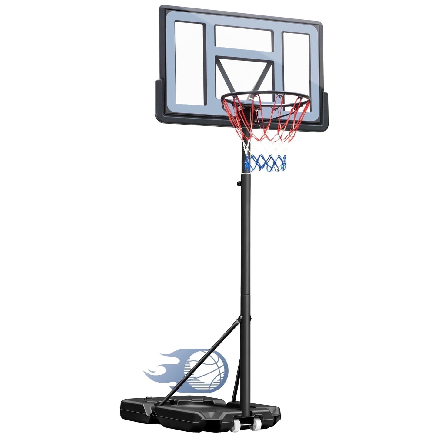 Seray Basketball Hoop with 44 Inch Backboard and 2 Wheels, Basketball Hoop Outdoor 3.9-10 FT Adjustable Height for Kids/Adults Outdoor/Indoor Sports