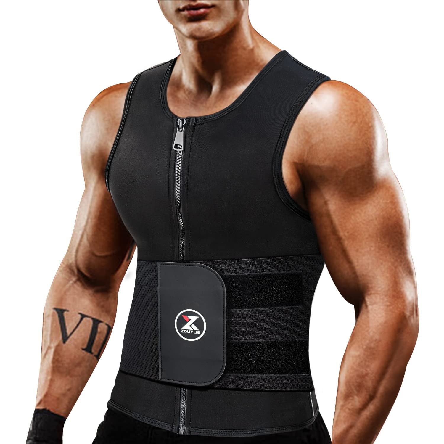 Sweat Vest for Men Sauna Suit Neoprene Waist Trainer with Zipper Adjustable Body Shaper Tank Top