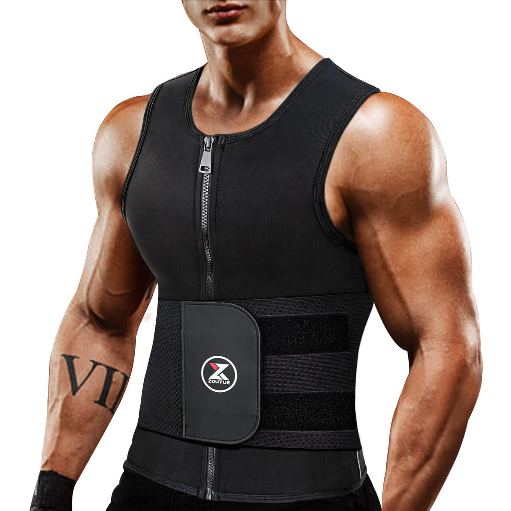 Sweat Vest for Men Sauna Suit Neoprene Waist Trainer with Zipper Adjustable Body Shaper Tank Top
