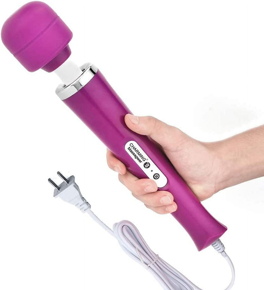 TIFOR 10 Speeds Wired Powerful Handheld Electric Back Massager with Strong Vibrations, Personal Therapy Massager for Sports Recovery, Muscle Aches, Body Pain (Purple)