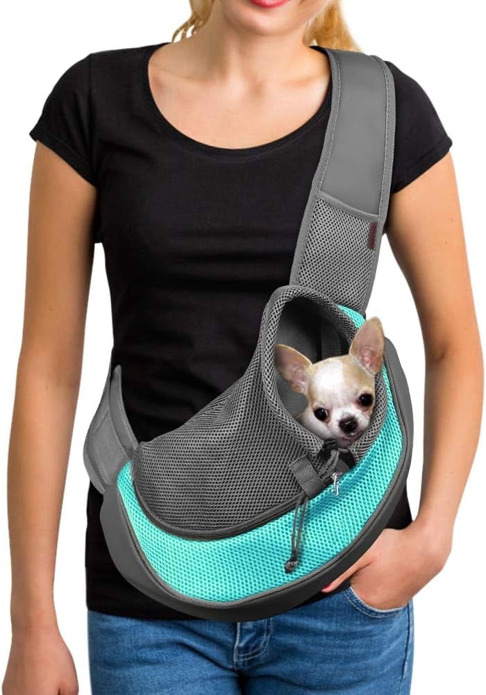 TIFOR Pet Dog Sling Carrier Large Pocket Adjust Strap Design Breathable Mesh Travel Safe Sling Bag Carrier for Dogs Cats