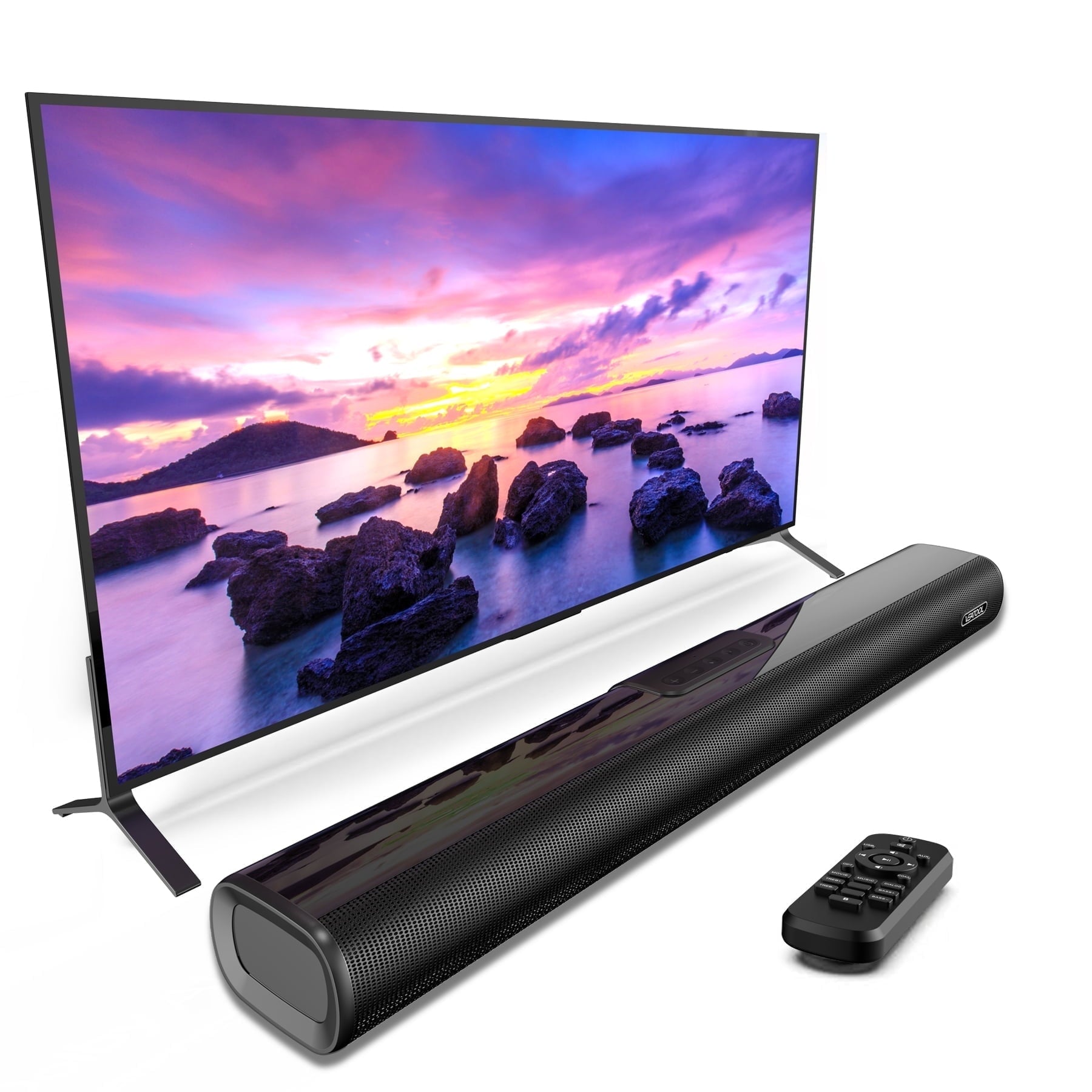 VEATOOL 2.1ch Sound Bars for TV, Soundbar with Subwoofer, Wired & Wireless Bluetooth 5.0 3D Surround Speakers, Optical/HDMI/AUX/RCA/USB Connection, Wall Mountable, Remote Control