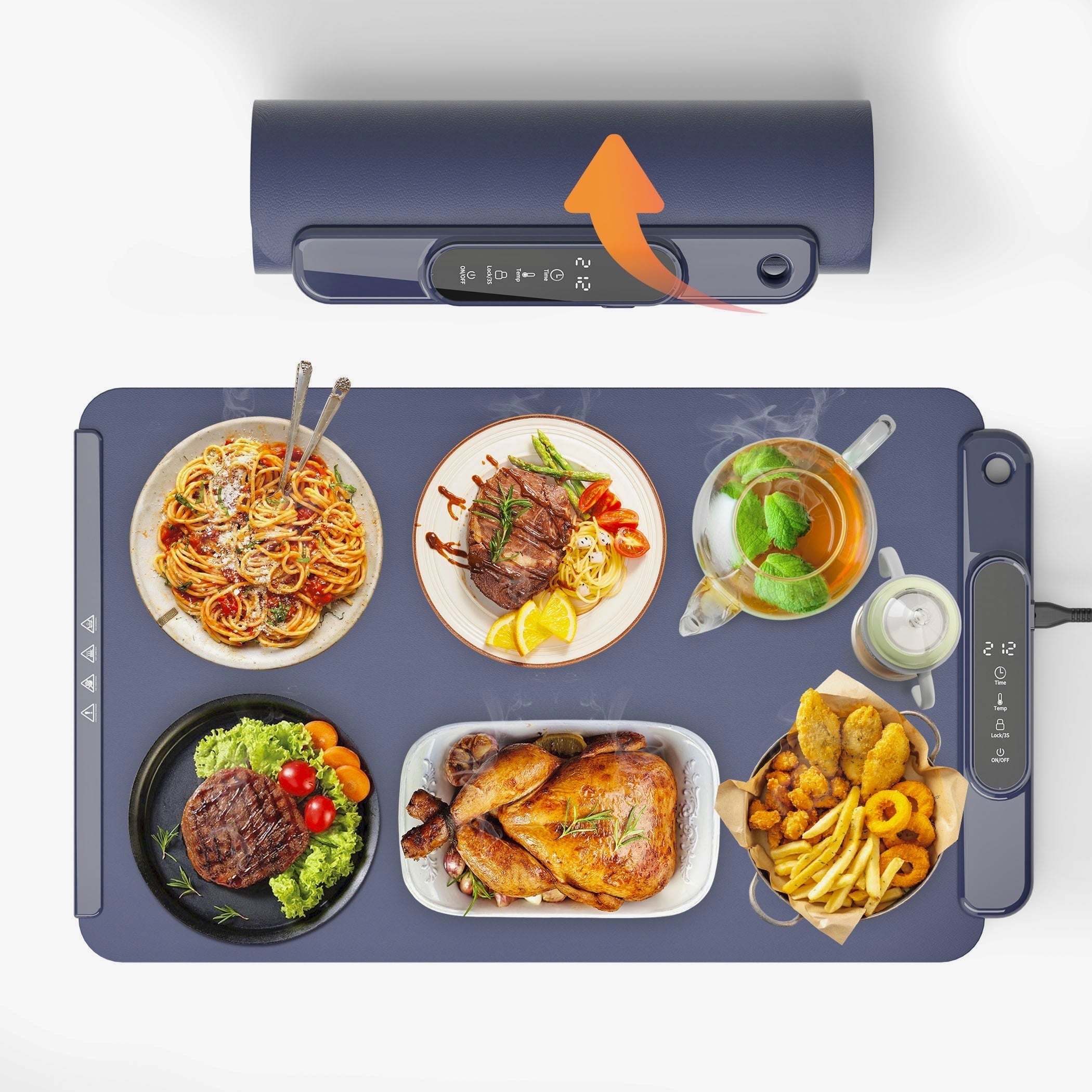 Warming Mat for Food ¨C Electric Warming Tray with 9 Temp Settings, 6-Hour Timer and Auto Shut-off, Full-Surface Heating, Rollable for Home Buffet ¨C Janeube