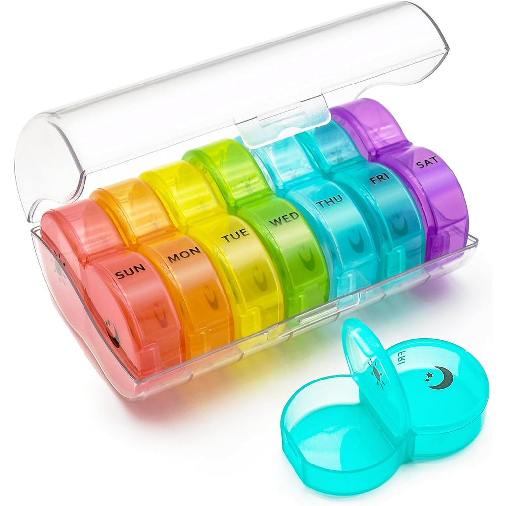 Weekly Pill Organizer 2 Times a Day,Weekly Pill Organizer AM PM with 7 Daily Pocket Case,Pill Container