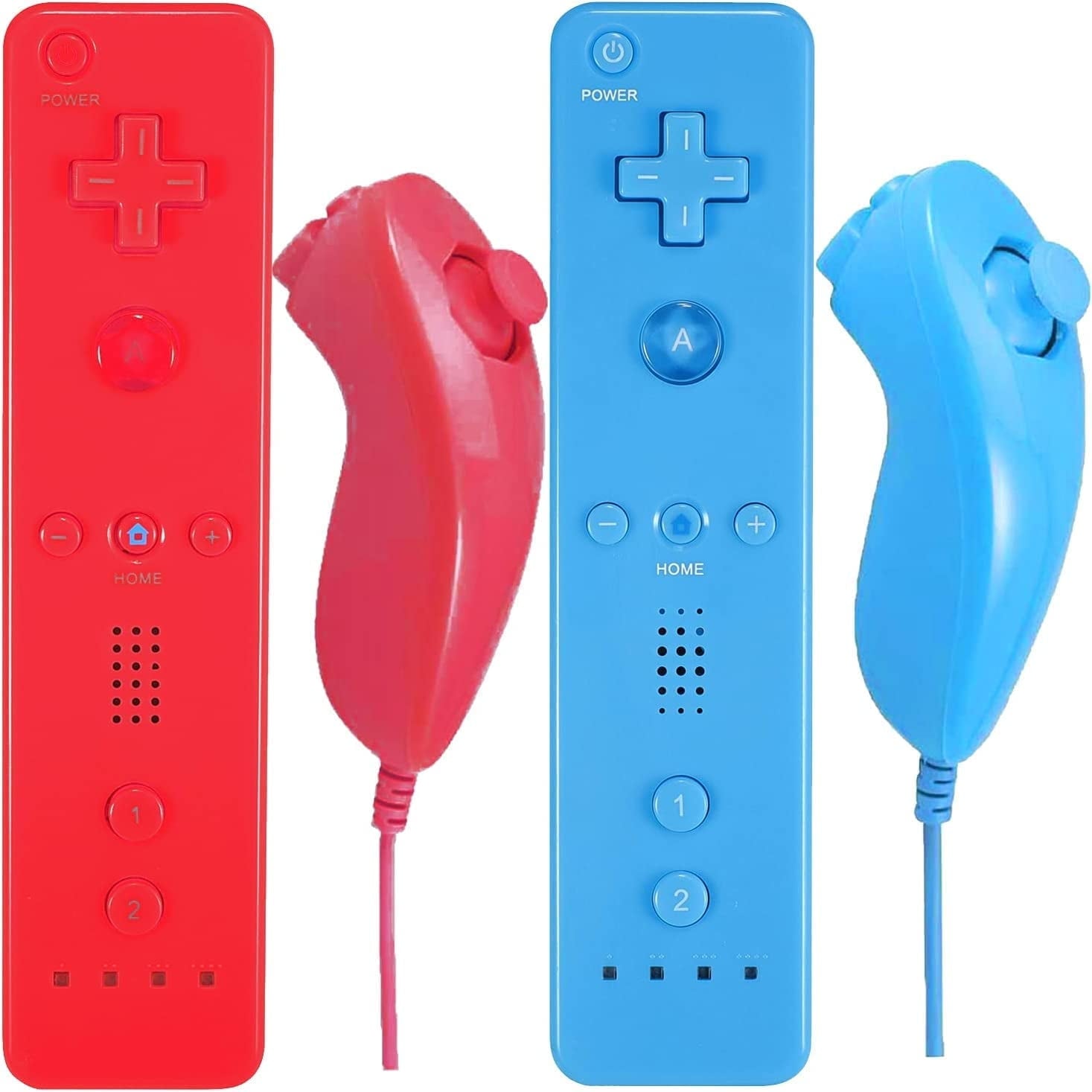 Wii Controller 2 Pack, Wii Remotes with Motion Plus and Nunchucks Compatible with Wii & Wii U Console, Wireless Remote come with Silicone Case and Wrist Strap