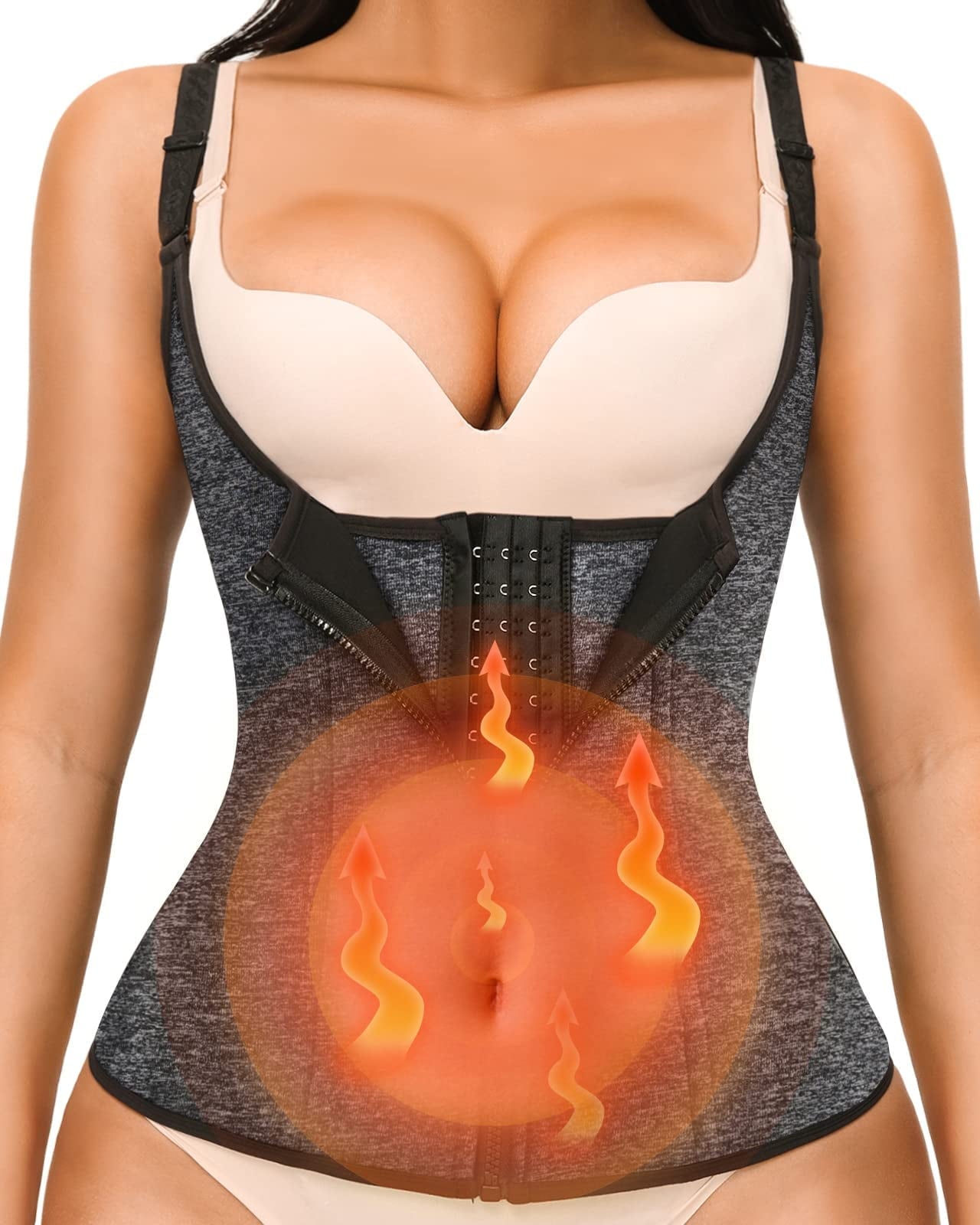 Women's Waist Training Vest,Waist Cinch Corset,Fajas Clip On Zipper Tummy Control Shapewear