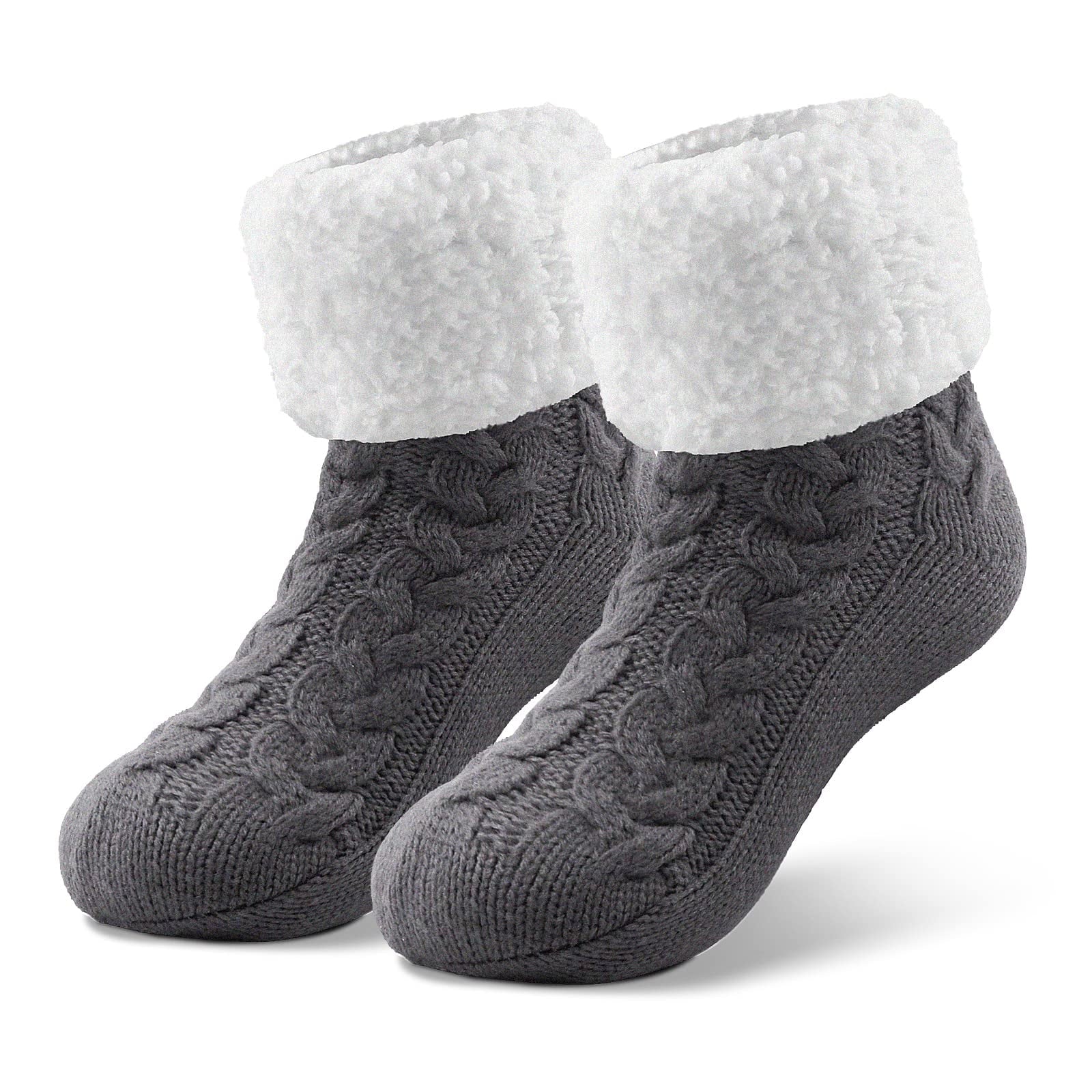 Womens Knit Christmas Slipper Socks Grippers Warm Sweater Bootie Thick Fleece Ladies Female Fuzzy Winter Socks
