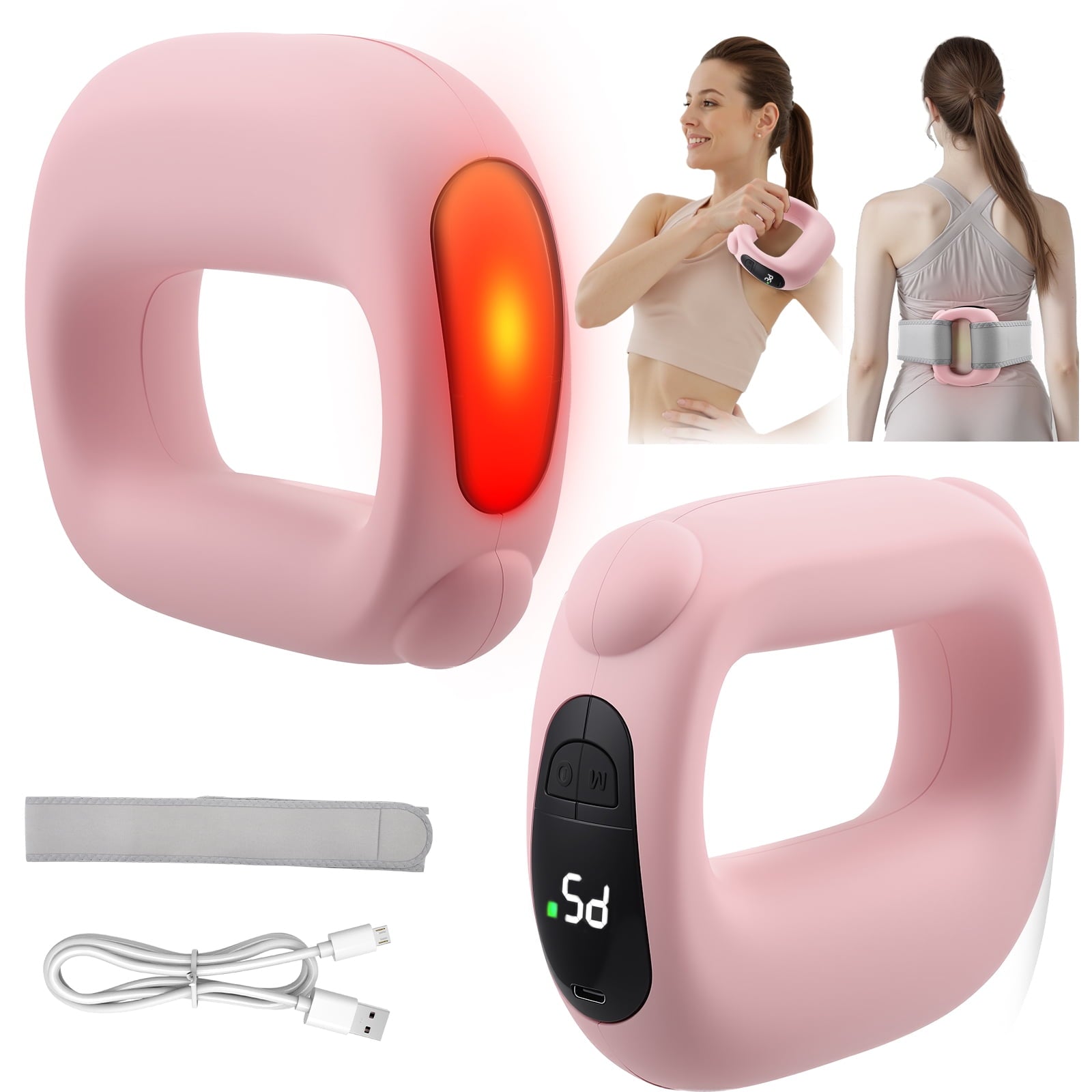 YTAKY Deep Tissue Percussion Muscle Massage Gun: with Heat, Adjustable Intensity and Speed, Super Quiet, USB-C Rechargeable, Portable, Pain Relief for Athletes and Everyone, Ideal Gift£¨Pink£©