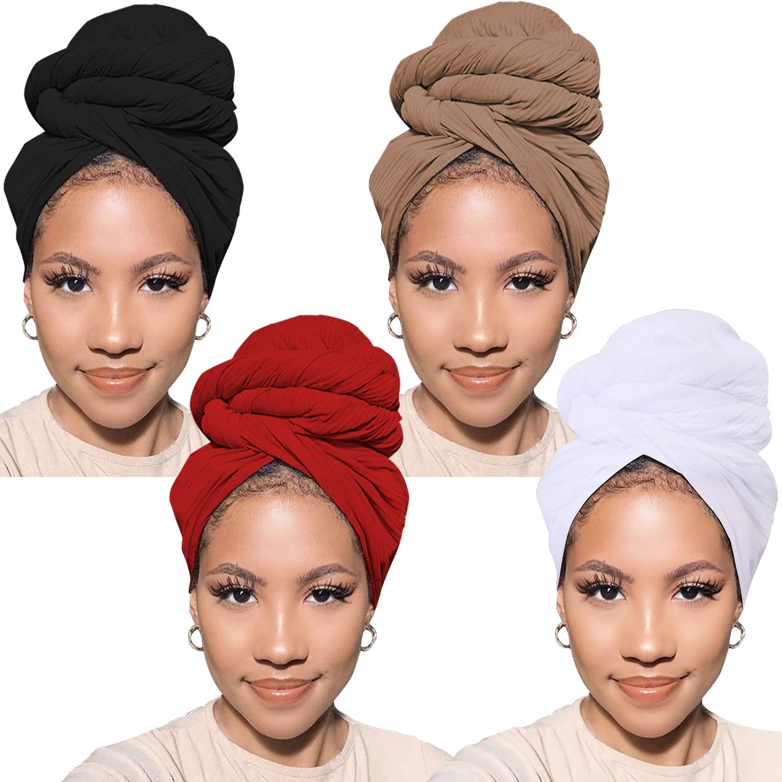 ZOUYUE Head Wraps for Black Women African Head Wrap Lightweight for Women Long Plain Turban Hair Scarf Scarves