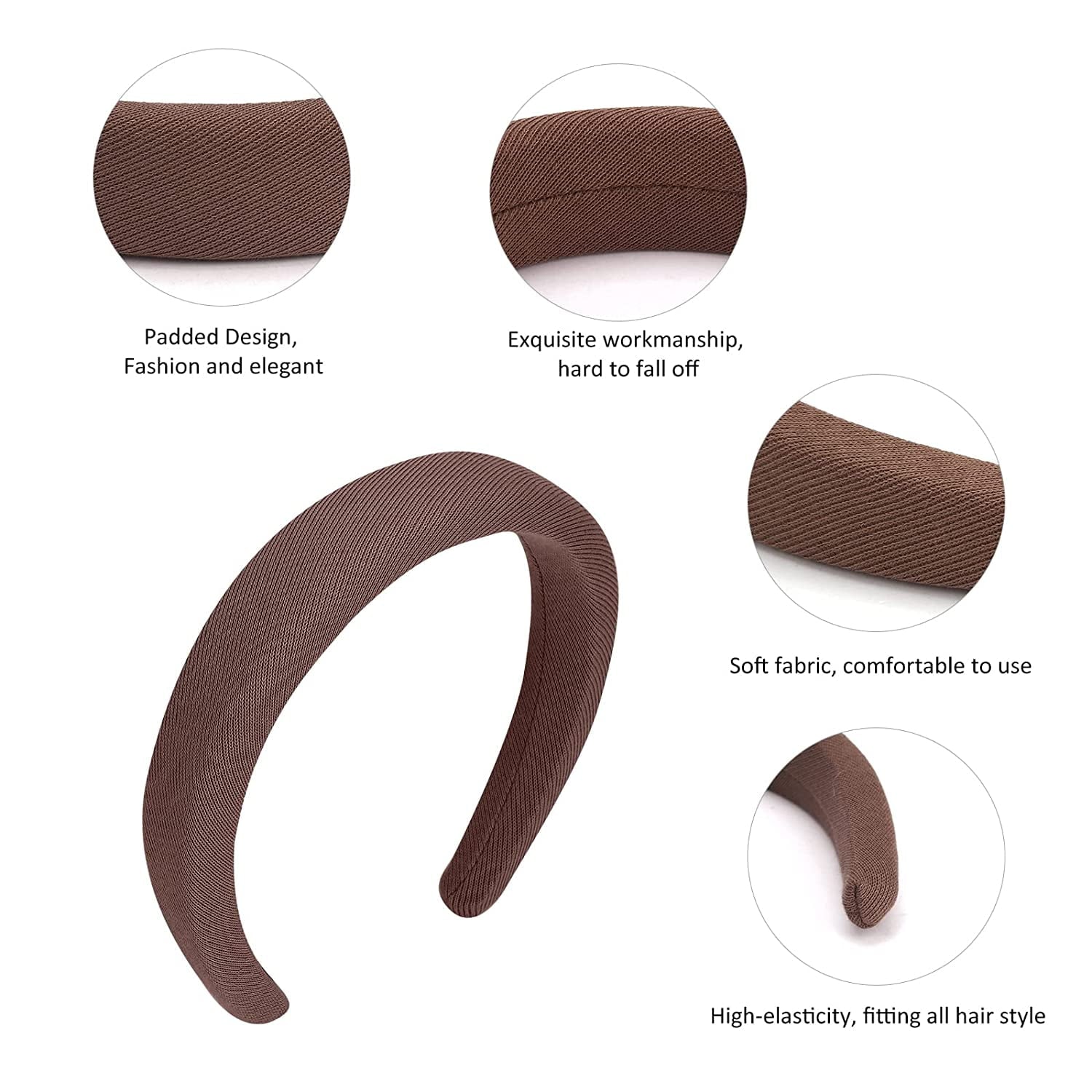 5 Pack Headbands for Women Padded Headband for Girls Thick Wide Headabnds Velvet Womens Vintage Headbands Assorted 90s Headband Puffy Sponge Headbands Head Band Hair Band Accessories for Women Girls