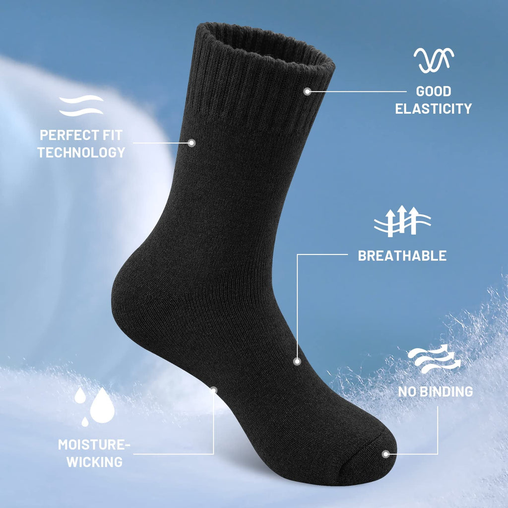 Merino Wool Hiking Socks 5 Pairs for Men & Women Thermal Winter Warm Moisture Wicking Cushion Boot Socks