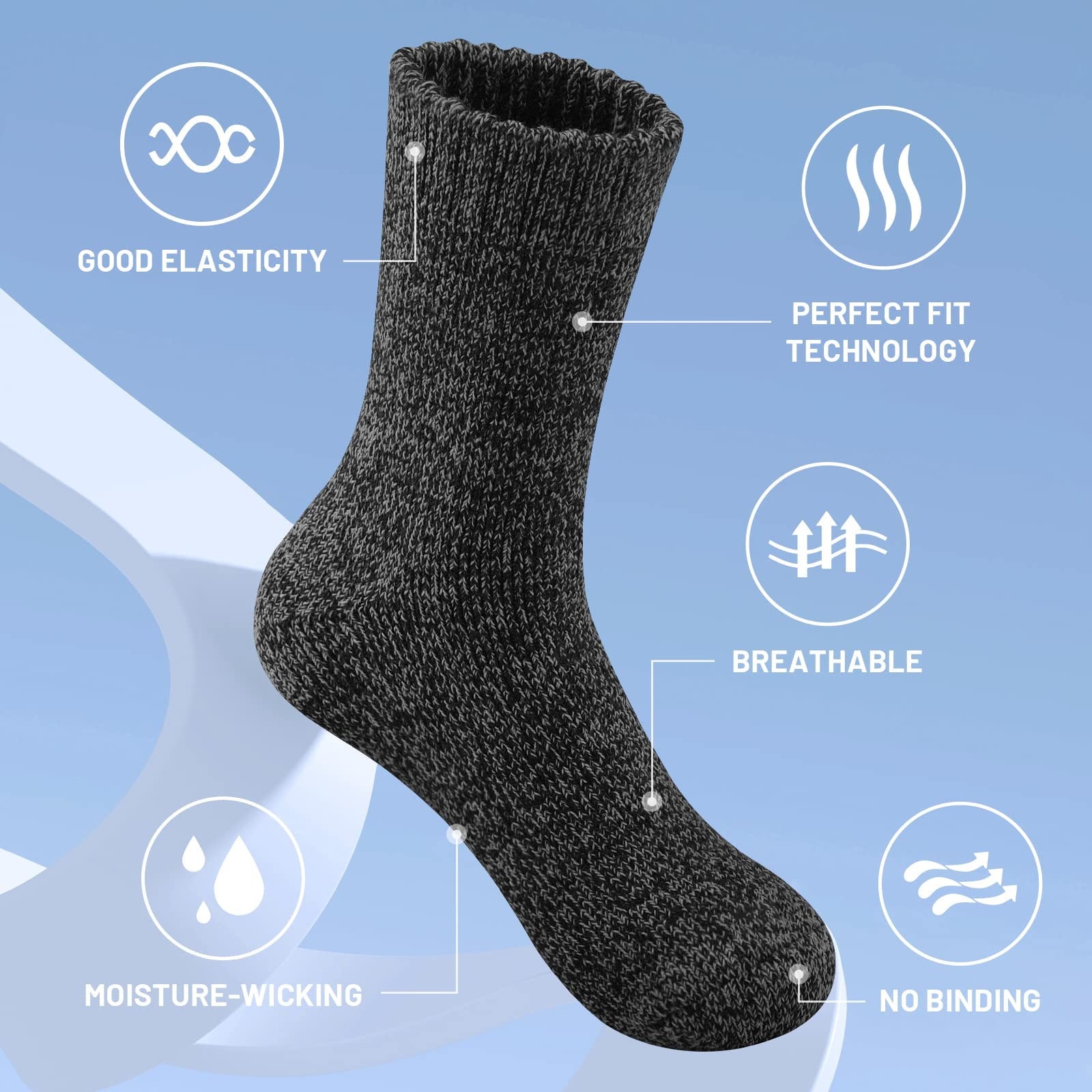 Wool Socks for Mens Hikings Boot Warm Knit Cozy Winter Crew Duty Work Soft Socks