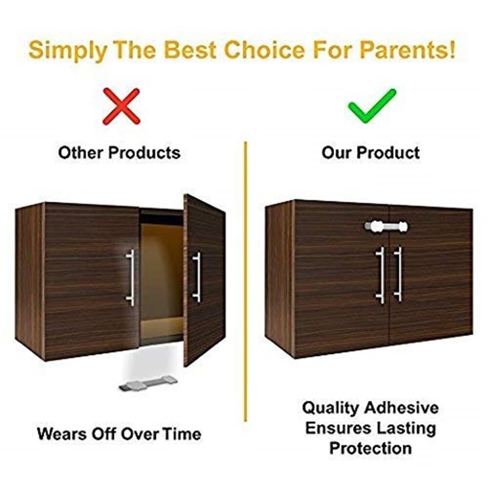 12 Pack Baby Locks Child Safety Cabinet Proofing - Safe Quick and Easy 3M Adhesive Cabinet Drawer Door Latches No Screws & Magnets Multi-Purpose for Furniture Kitchen Ovens Toilet Seats-Brown