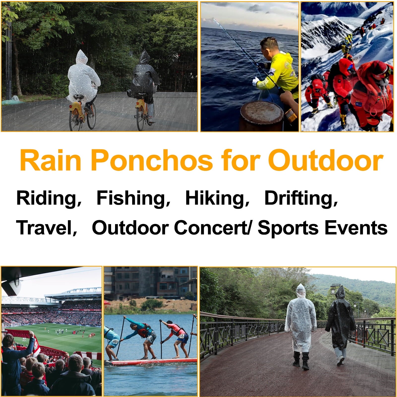 ZOUYUE 2 Pack Rain Ponchos for Adults, Men Women Reusable EVA Clear Raincoat with Hood
