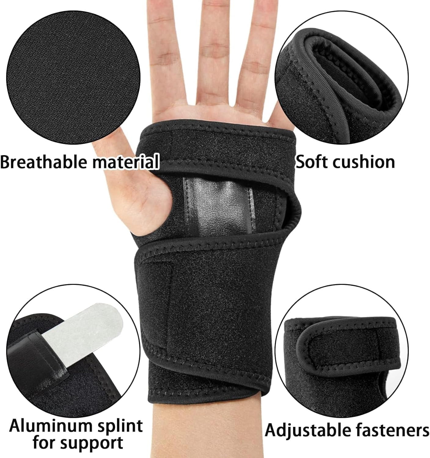 2 Pieces Carpal Tunnel Recover Wrist Brace with Removable Splint and Adjustable Support Wrap Universal Size (Left and right wrist sleep support)