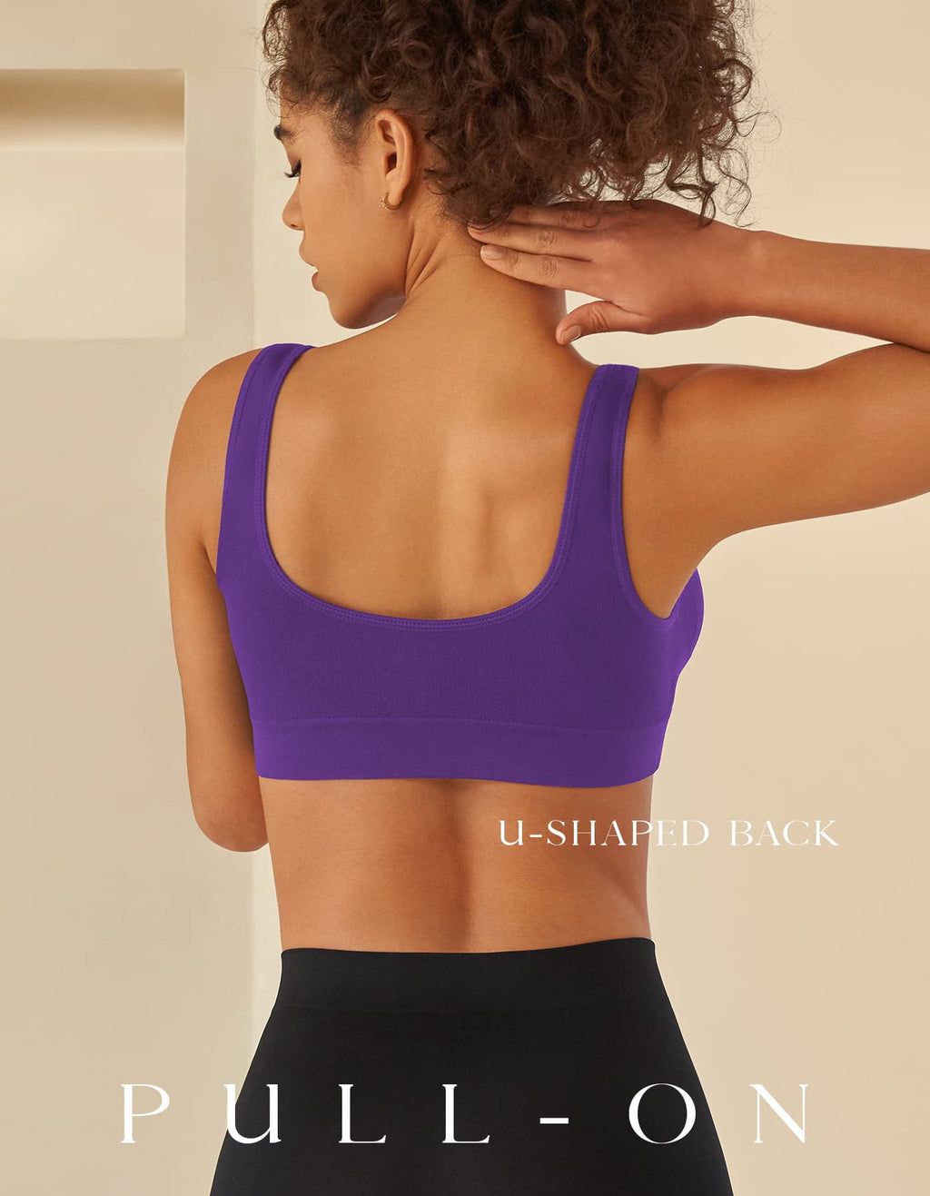 Women's 3 Pack Seamless Comfortable Sports Bra with Removable Pads,Full-Coverage Pullover Stretchy Sports Bras