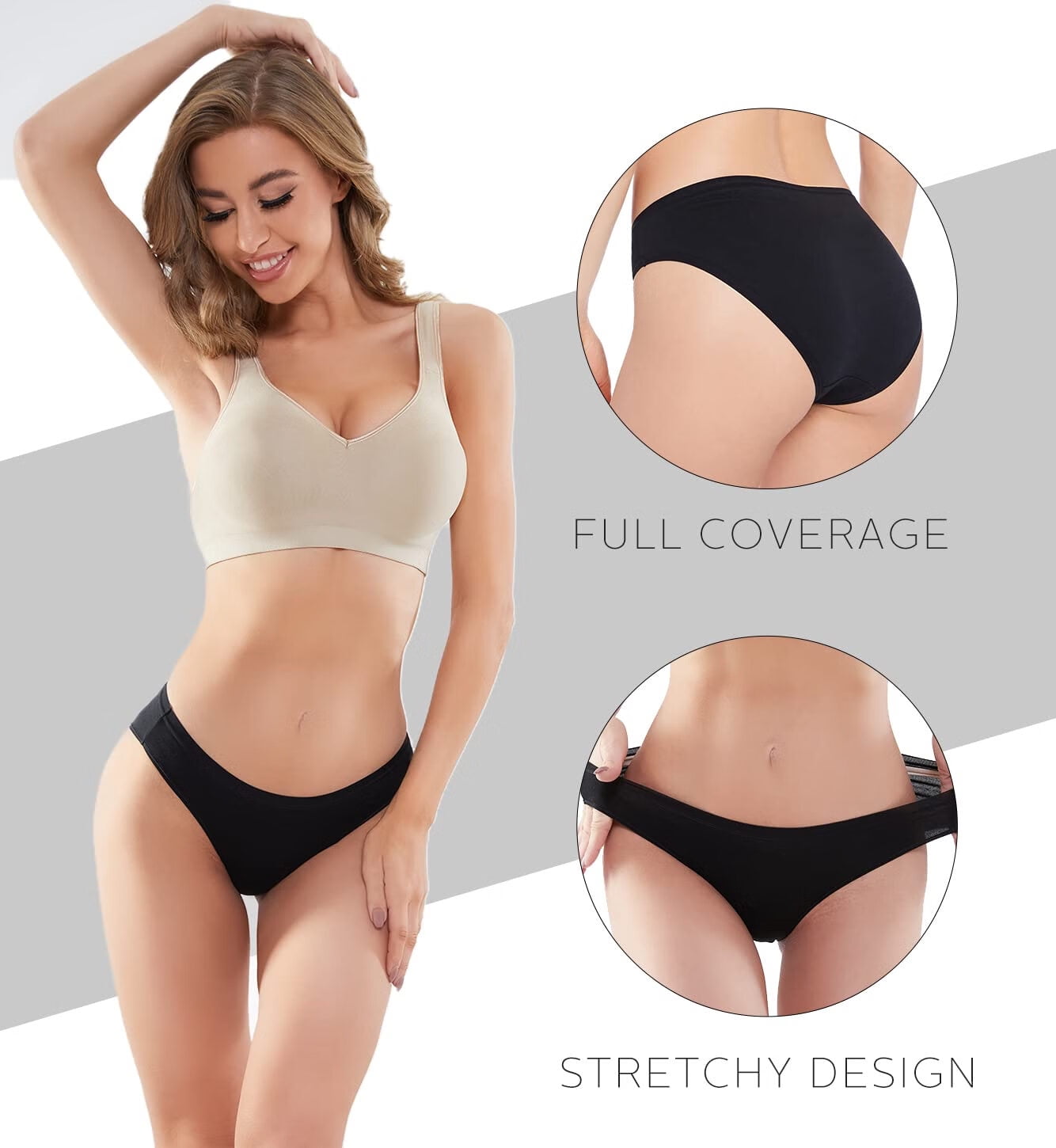 5 Pack Womens Underwear Cotton Briefs Panties for Women,Bikini Panties Breathable Ladies Underwear Invisible Hipster Panties