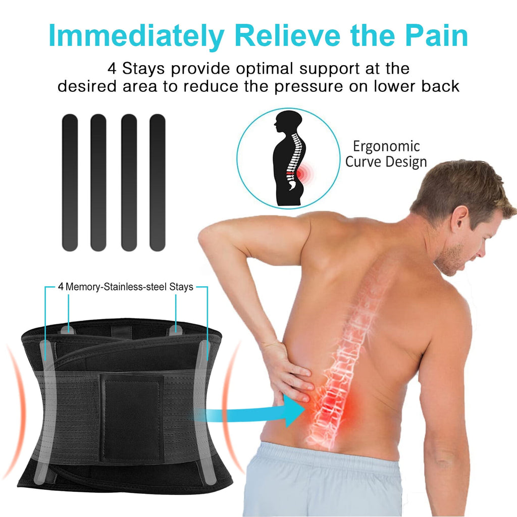 Womens Back Brace for Lower Pain Relief & Herniated Disc Sciatica,Back Support Belt for Lifting at Work Scoliosis,Black,2XL