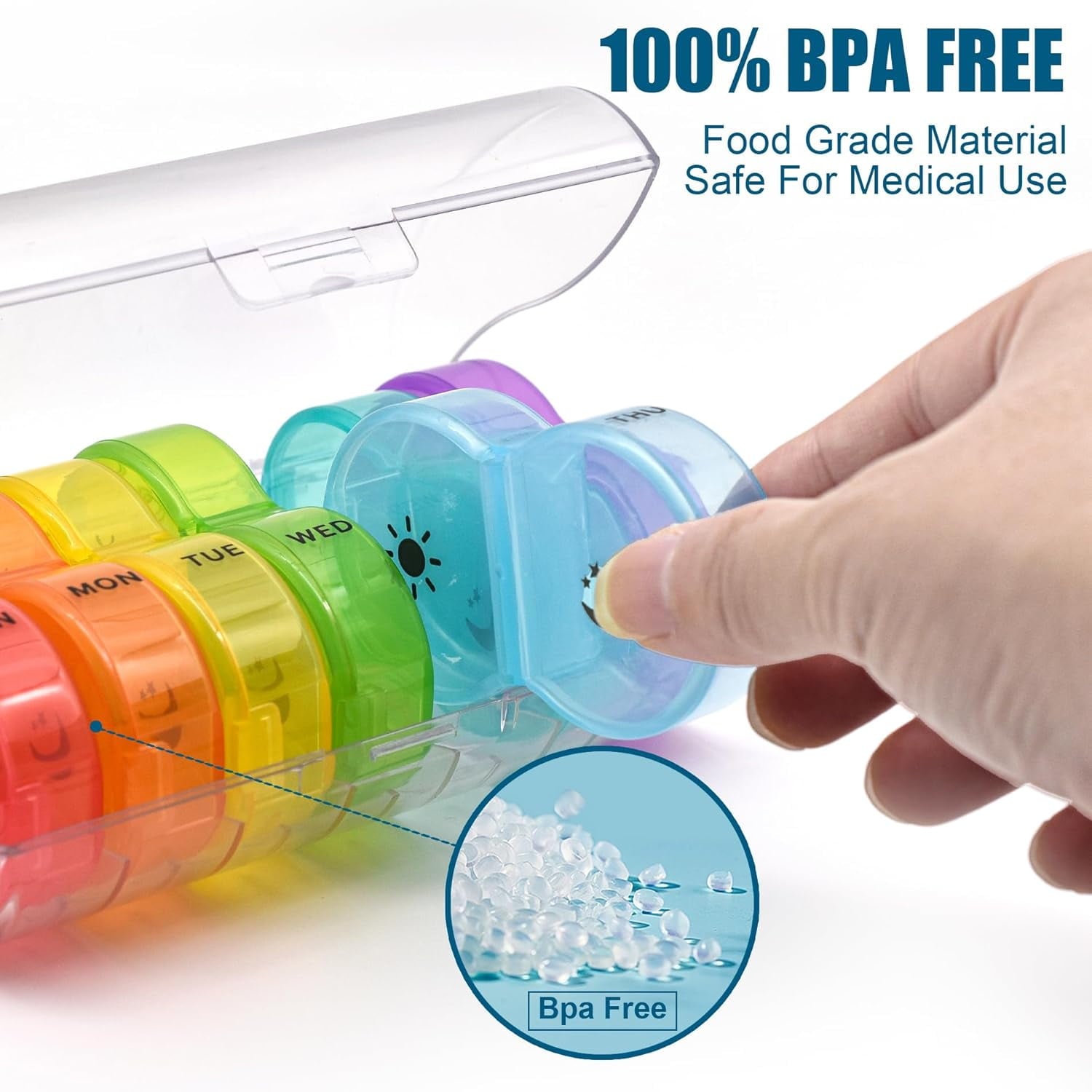 Weekly Pill Organizer 2 Times a Day,Weekly Pill Organizer AM PM with 7 Daily Pocket Case,Pill Container