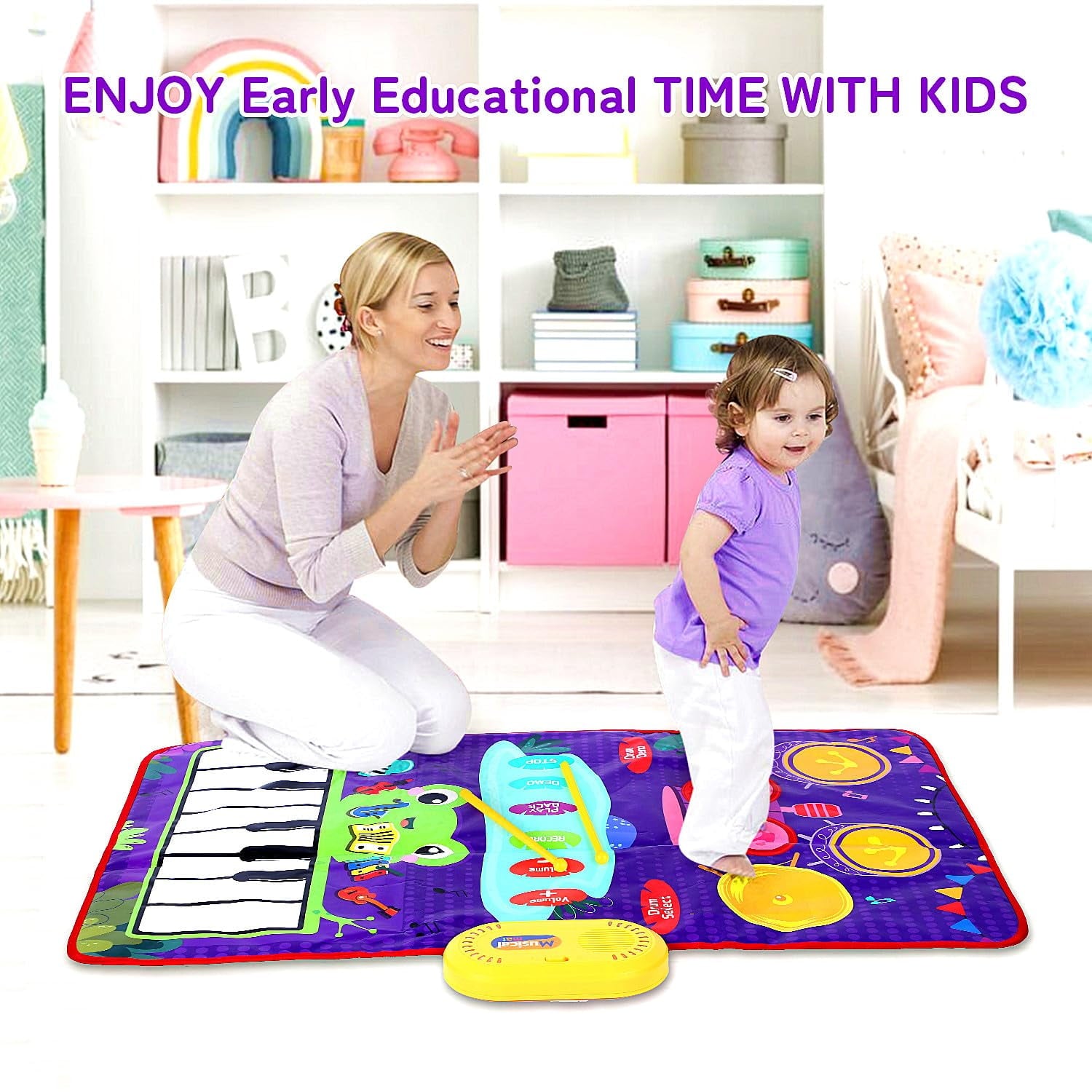 1 Year Old Girl Gifts,Piano Mat Baby Toys for 1 Year Old Girl,2 in 1 Toddler Music Mat with Keyboard & Drum,Early Educational Musical Toys First Birthday Gifts for 1 2 Year Old Girls & Boys
