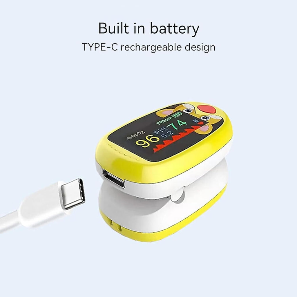 Pulse Oximeter,Rechargeable Children Oxygen and Heart Monitor Fingertip Blood Oxygen Meter,Large Display