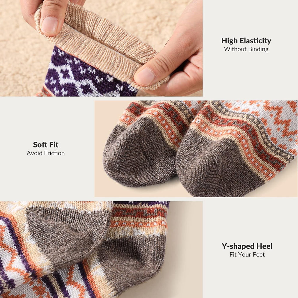 TIFOR Wool Socks - Vintage Winter Warm Wool Socks for Women, Soft Cozy Socks, Thick Knit Boots Socks for Women