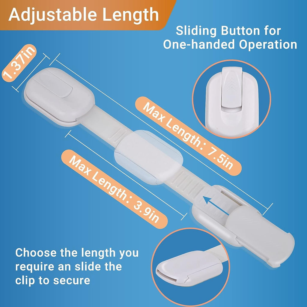 Baby Proofing Cabinet Locks Child Safety Buckle Kit White 10 Pack Strap Secure Baby Lock Kidproof