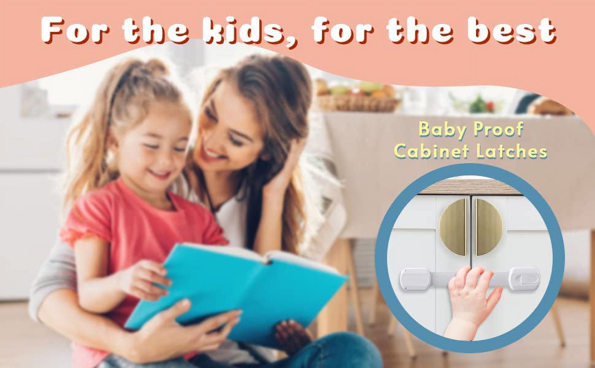 10 Pack Baby Safety Straps Locks, Multi-Use Childproofing Baby Proofing Cabinet Latches Lock, Adjustable Strap,No Drilling Required,Easy Installation,White