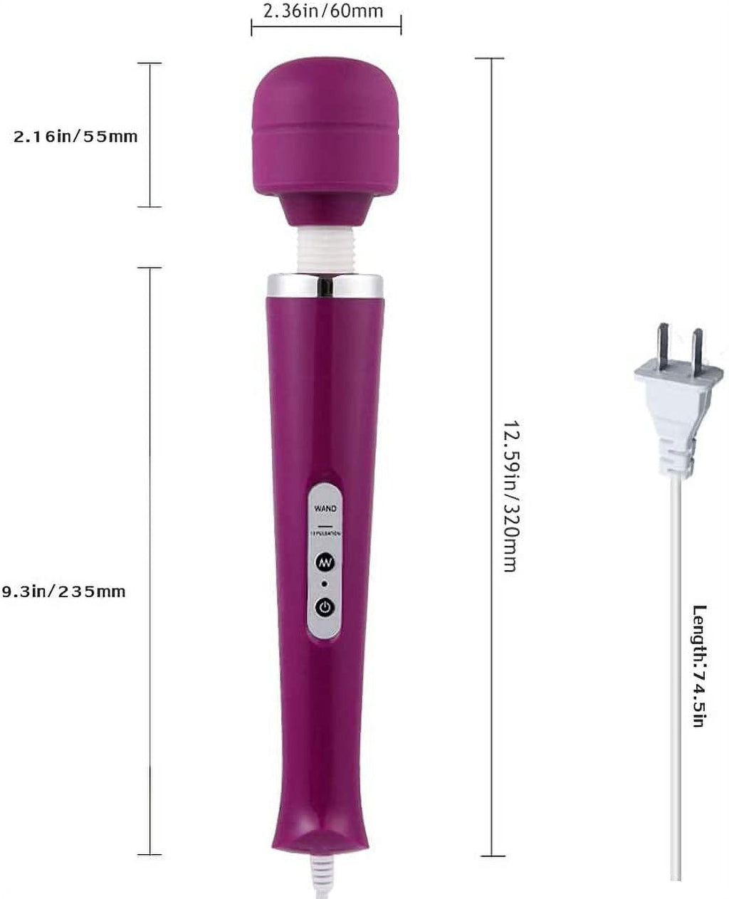 Handheld Personal Wand Massager with 10 Powerful Magic Vibration, Neck Shoulder Back Massage for Deep Muscles Pain Relief-(Purple)